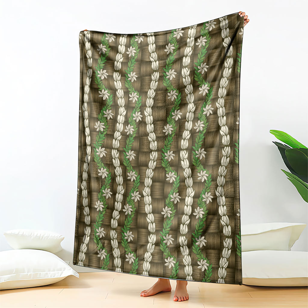 Pikake Maile Tiare Lei Blanket Natural Lauhala Pattern