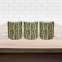 Pikake Maile Tiare Lei Ceramic Mug Natural Lauhala Pattern