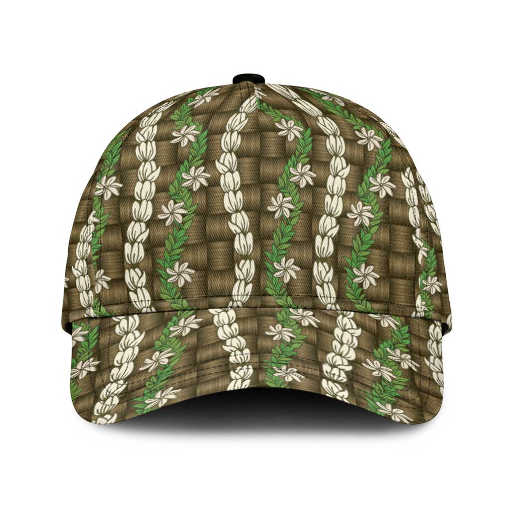 Pikake Maile Tiare Lei Classic Cap Natural Lauhala Pattern