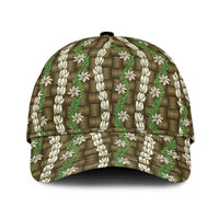 Pikake Maile Tiare Lei Classic Cap Natural Lauhala Pattern