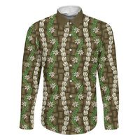 Pikake Maile Tiare Lei Family Matching Off Shoulder Short Dress and Hawaiian Shirt Natural Lauhala Pattern