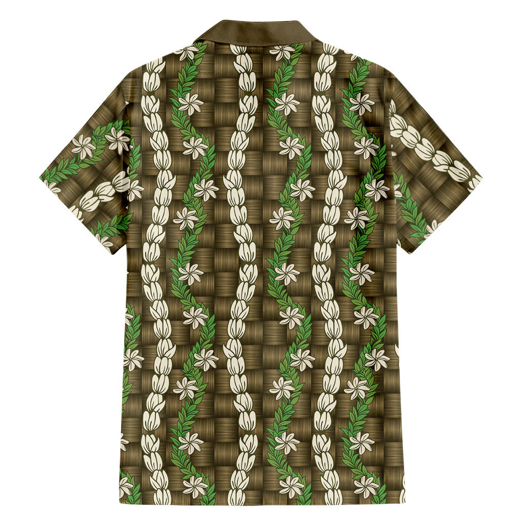 Pikake Maile Tiare Lei Family Matching Puletasi and Hawaiian Shirt Natural Lauhala Pattern