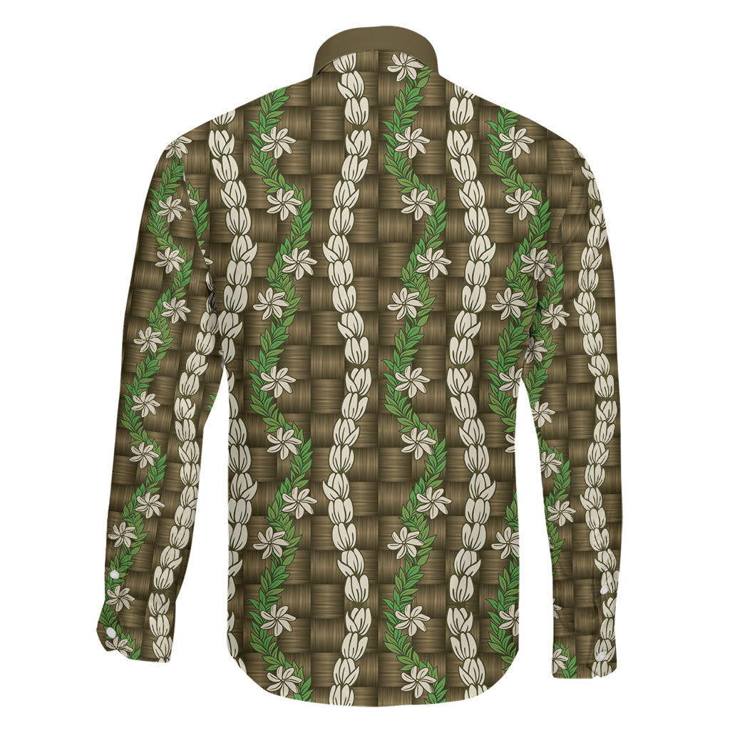 Pikake Maile Tiare Lei Family Matching Puletasi and Hawaiian Shirt Natural Lauhala Pattern