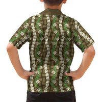 Pikake Maile Tiare Lei Family Matching Tank Maxi Dress and Hawaiian Shirt Natural Lauhala Pattern