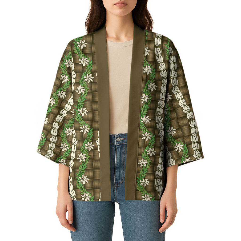 Pikake Maile Tiare Lei Kimono Natural Lauhala Pattern