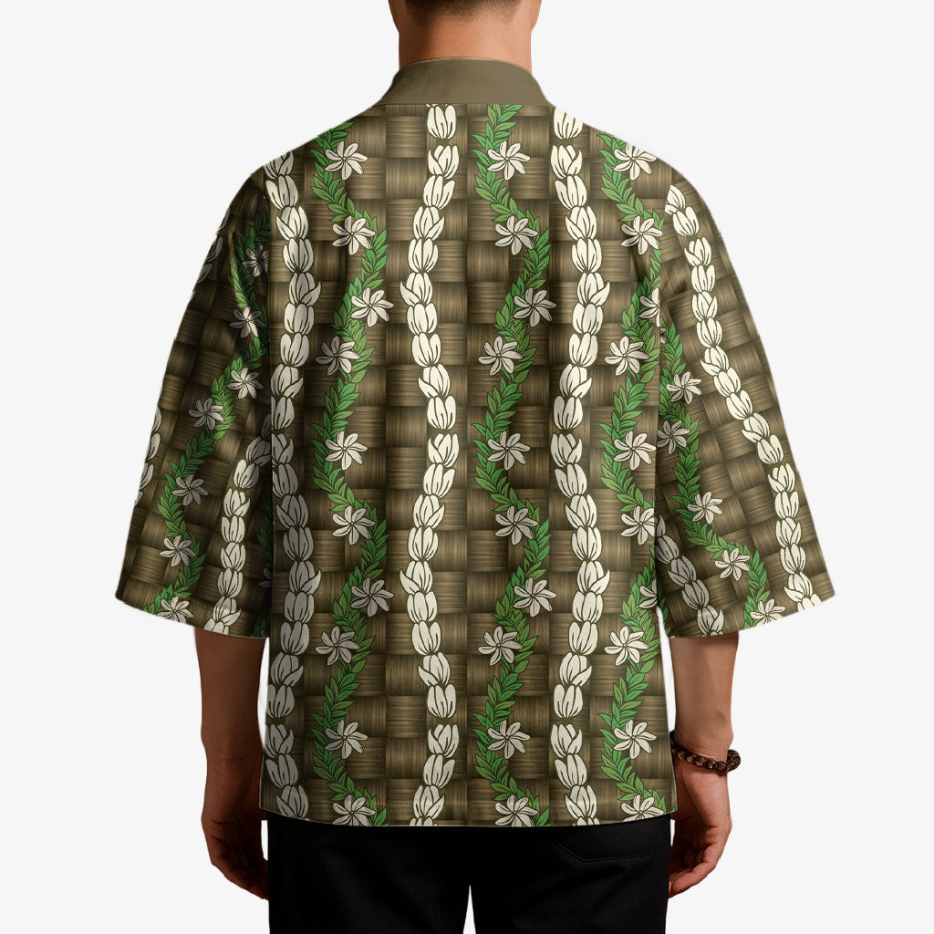Pikake Maile Tiare Lei Kimono Natural Lauhala Pattern