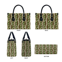 Pikake Maile Tiare Lei Leather Bag Natural Lauhala Pattern