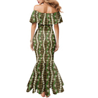 Pikake Maile Tiare Lei Mermaid Dress Natural Lauhala Pattern