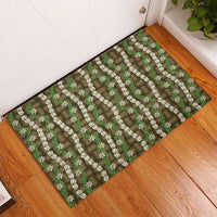 Pikake Maile Tiare Lei Rubber Doormat Natural Lauhala Pattern