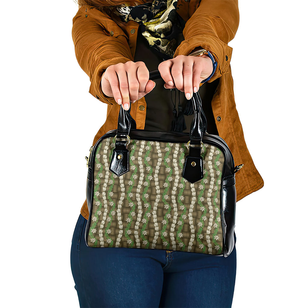Pikake Maile Tiare Lei Shoulder Handbag Natural Lauhala Pattern