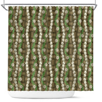 Pikake Maile Tiare Lei Shower Curtain Natural Lauhala Pattern
