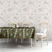 Pikake Maile Tiare Lei Tablecloth Natural Lauhala Pattern