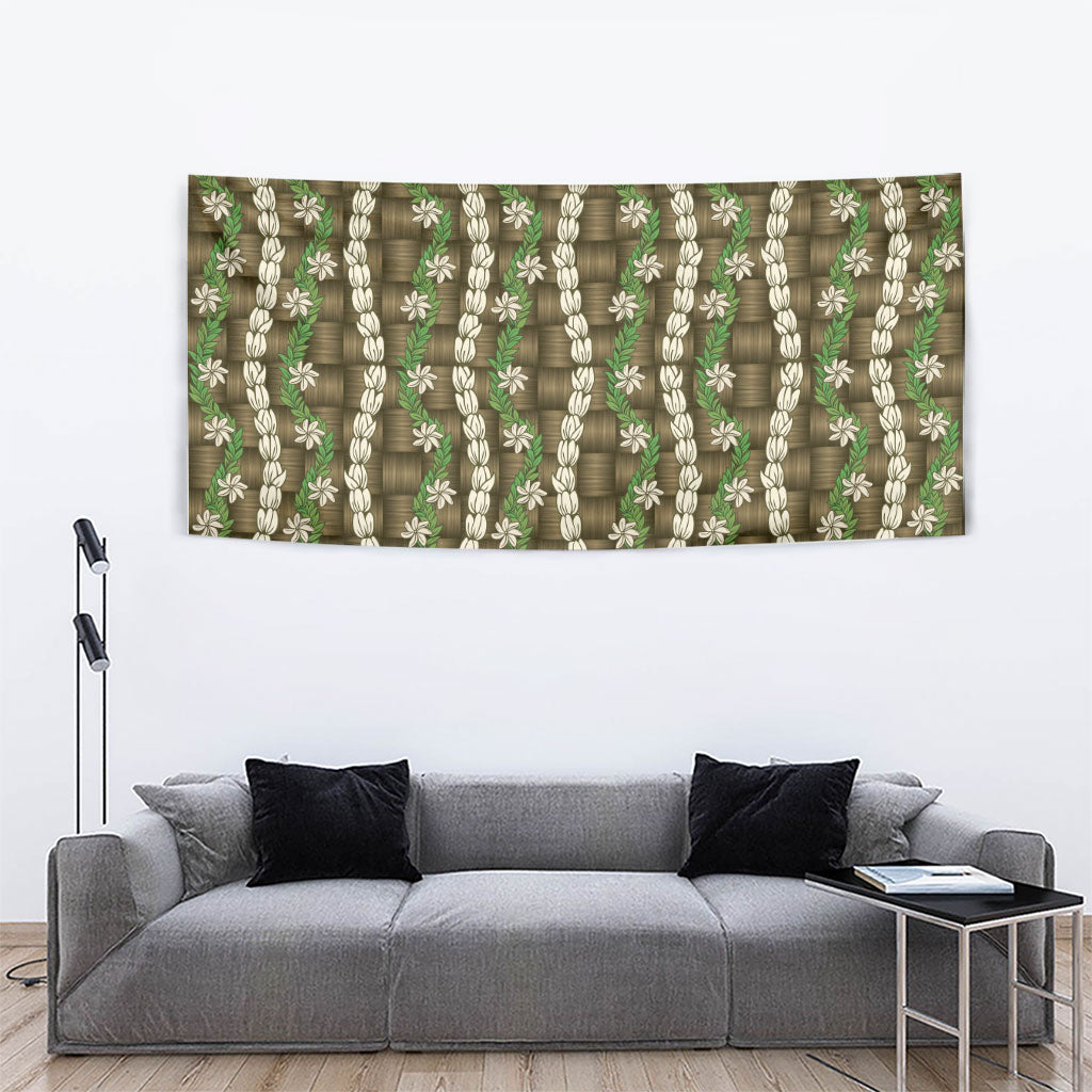 Pikake Maile Tiare Lei Tapestry Natural Lauhala Pattern