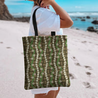 Pikake Maile Tiare Lei Tote Bag Natural Lauhala Pattern