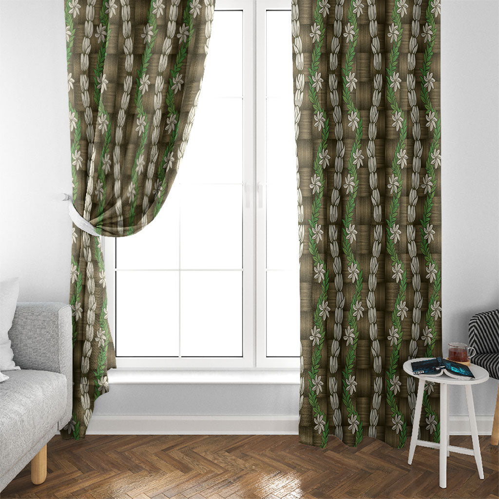 Pikake Maile Tiare Lei Window Curtain Natural Lauhala Pattern