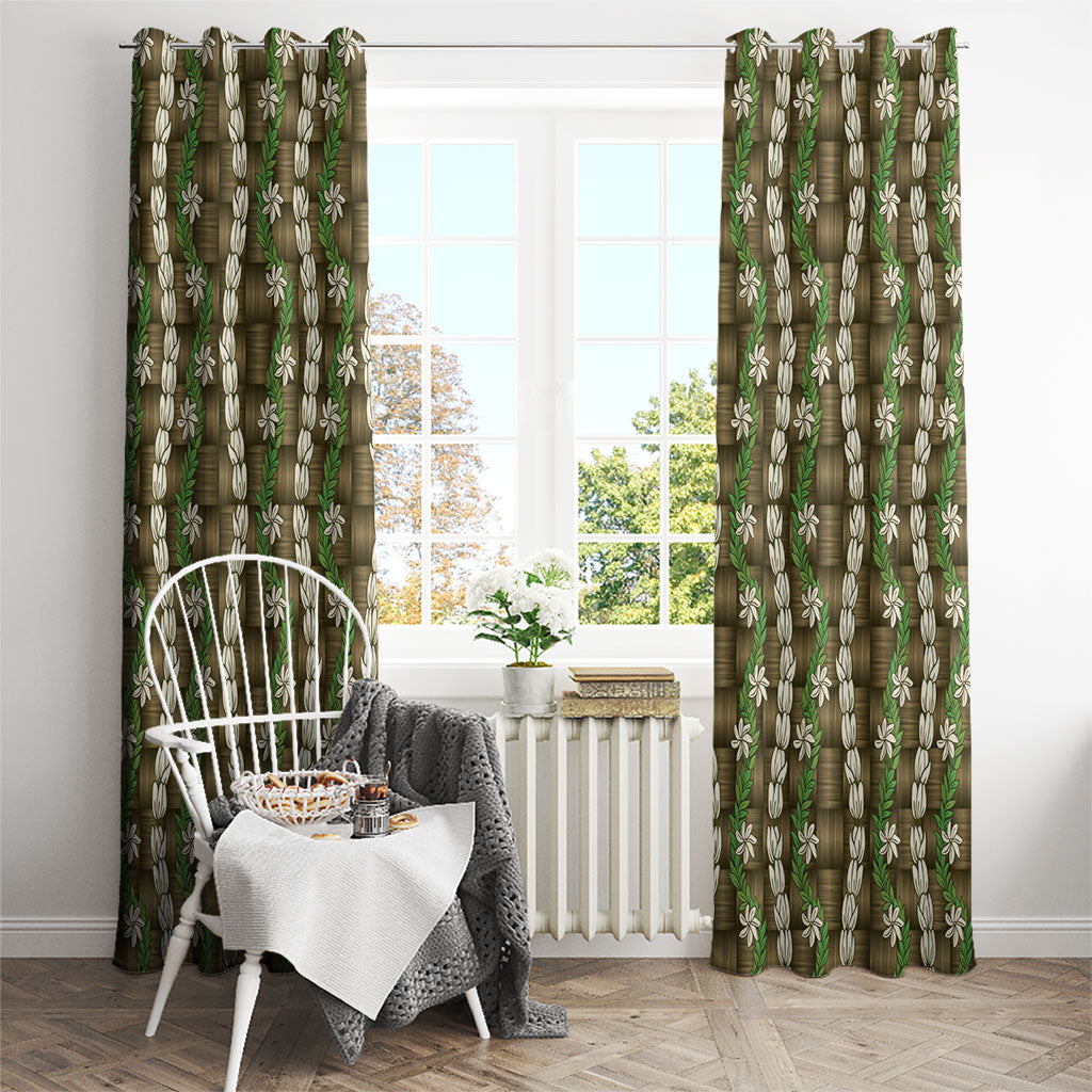 Pikake Maile Tiare Lei Window Curtain Natural Lauhala Pattern