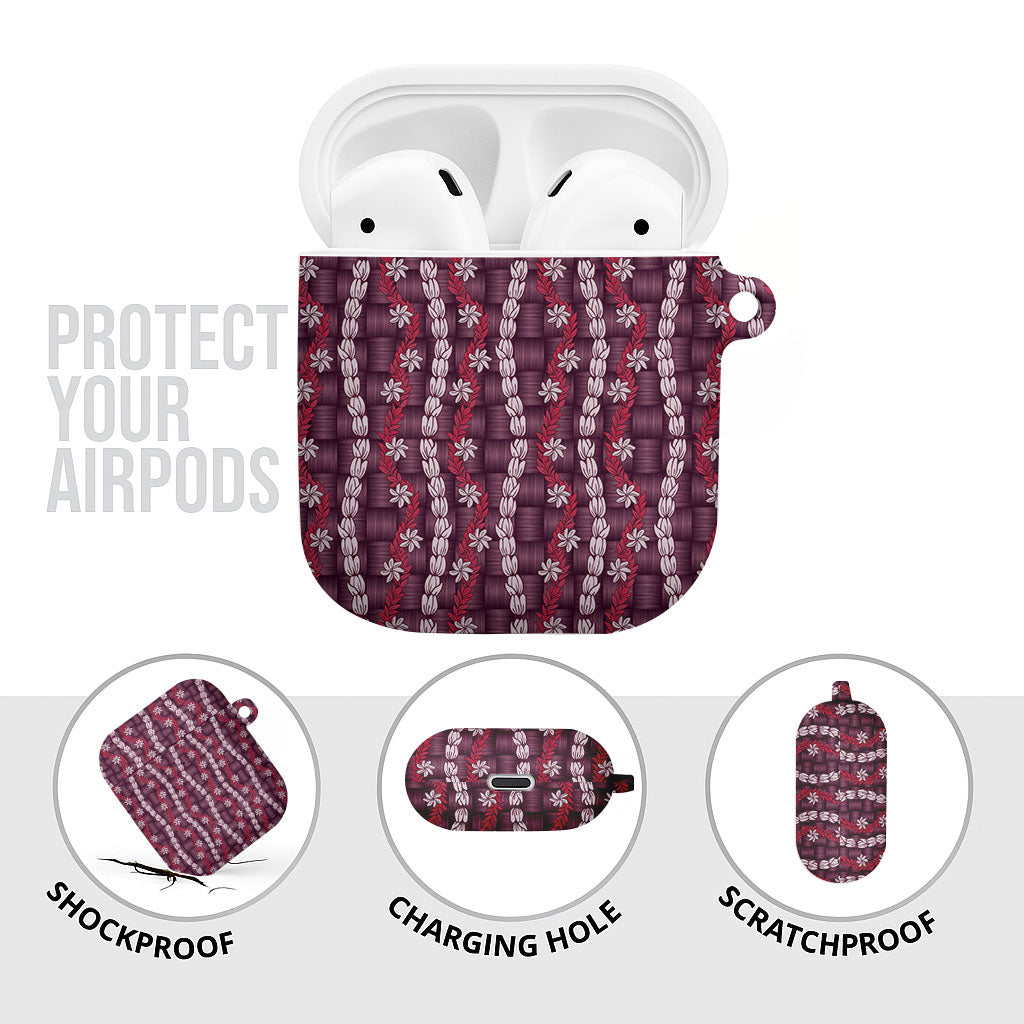 Pikake Maile Tiare Lei AirPods Case Akala Lauhala Pattern