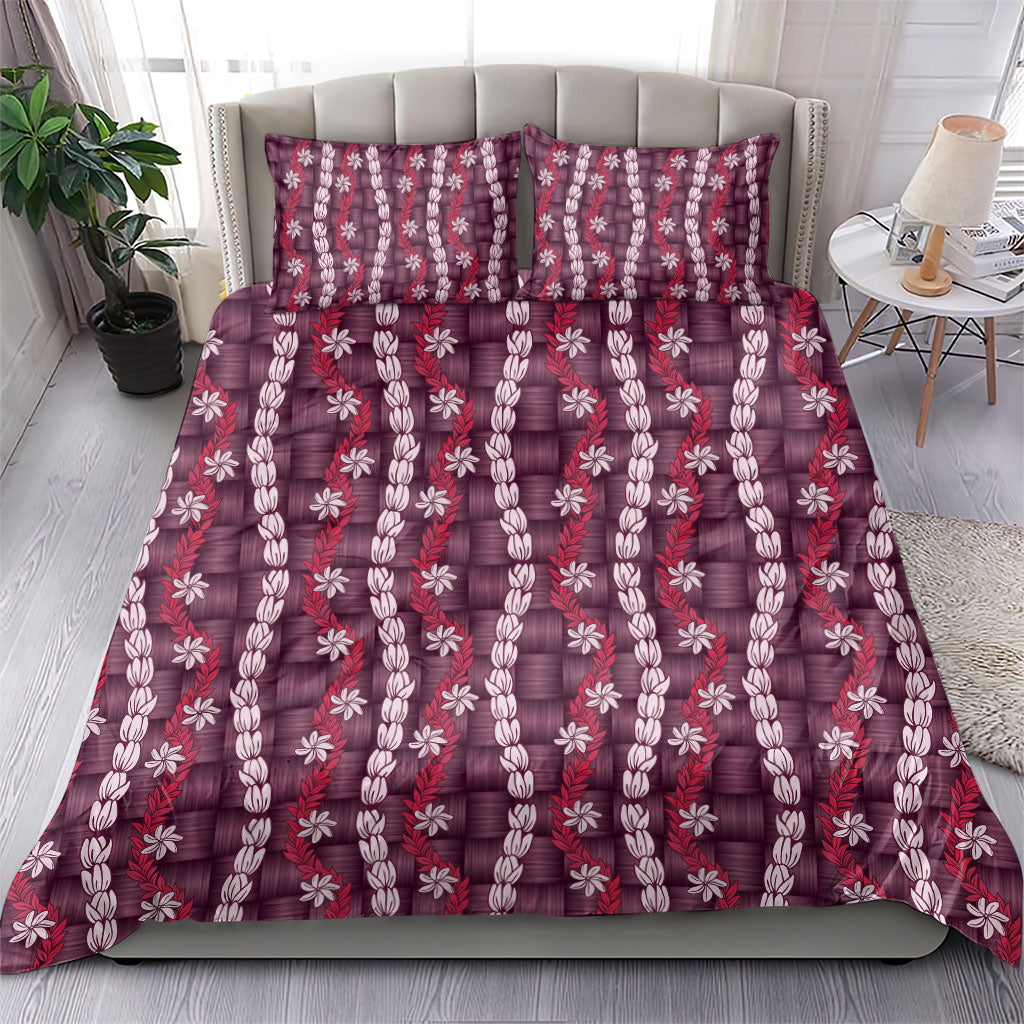 Pikake Maile Tiare Lei Bedding Set Akala Lauhala Pattern