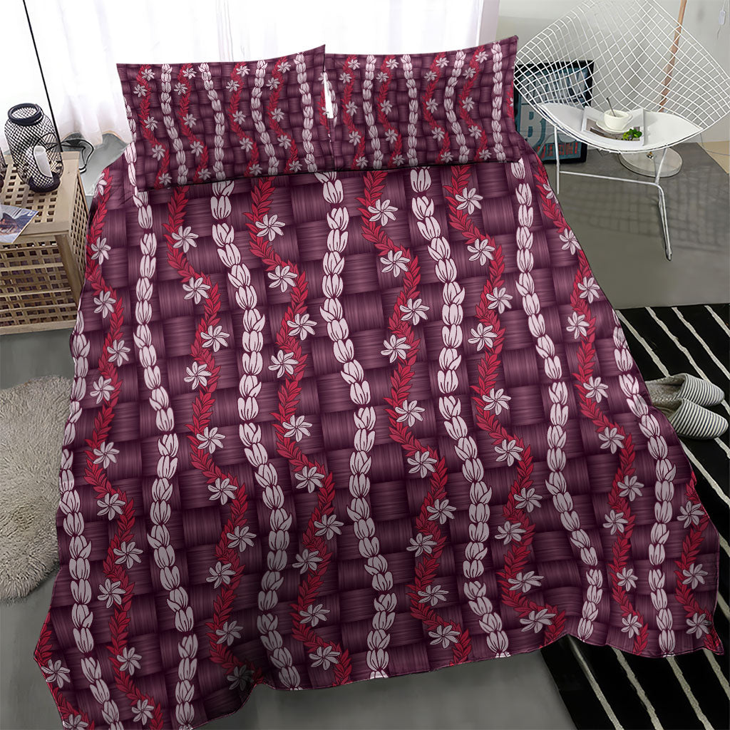 Pikake Maile Tiare Lei Bedding Set Akala Lauhala Pattern