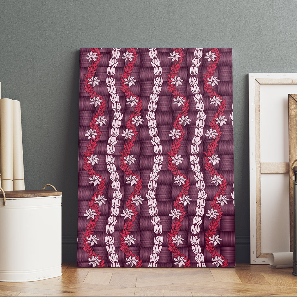 Pikake Maile Tiare Lei Canvas Wall Art Akala Lauhala Pattern