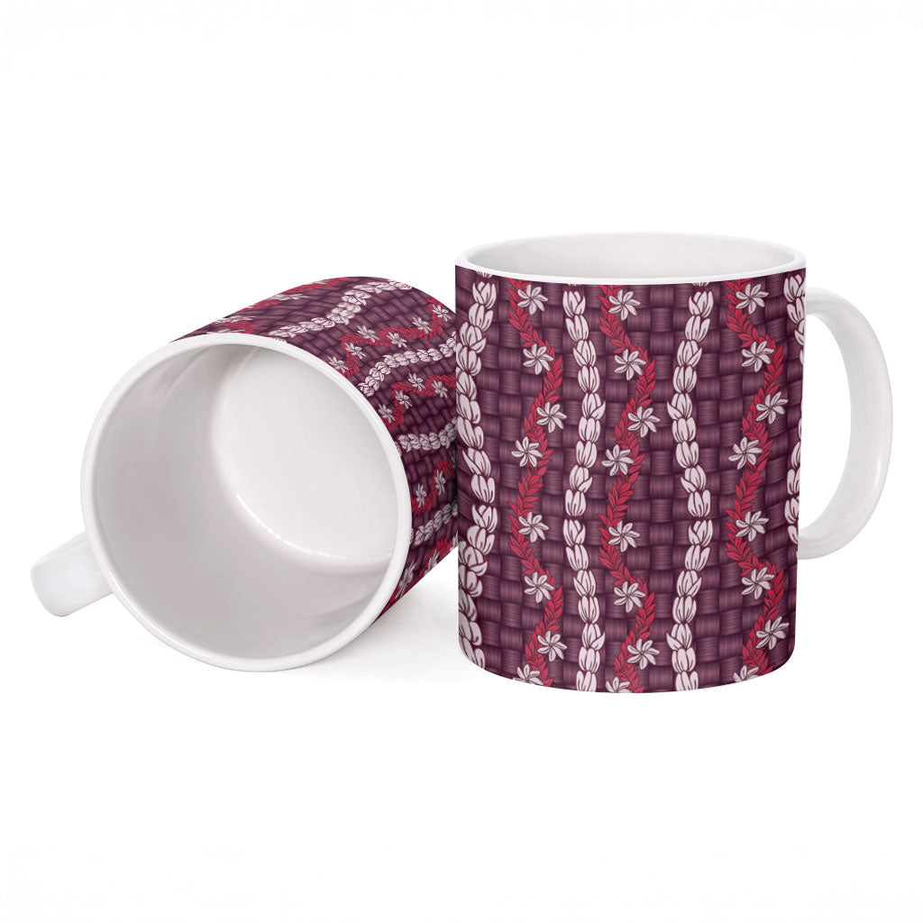 Pikake Maile Tiare Lei Ceramic Mug Akala Lauhala Pattern
