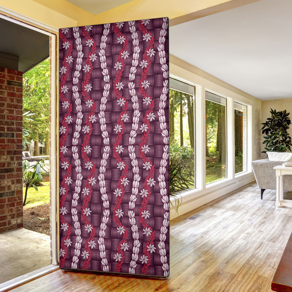 Pikake Maile Tiare Lei Door Cover Akala Lauhala Pattern