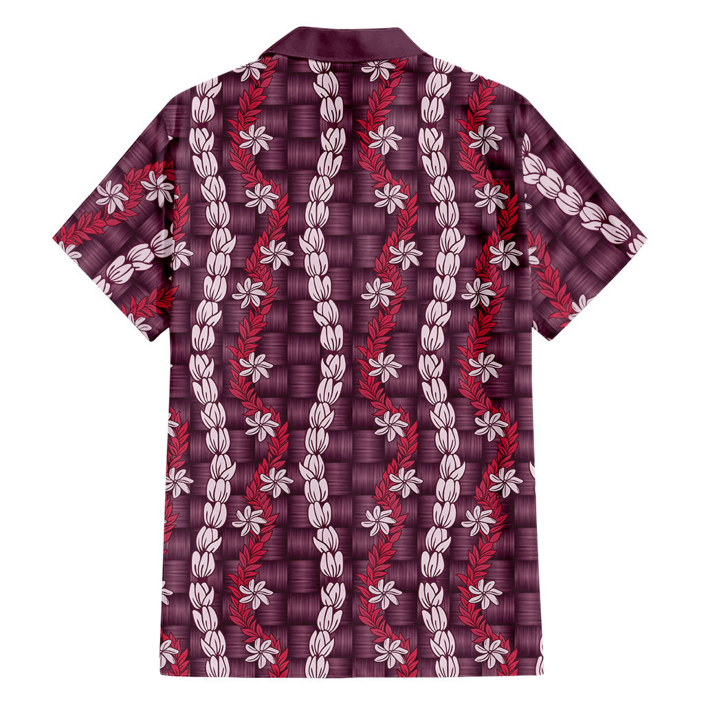 Pikake Maile Tiare Lei Family Matching Off The Shoulder Long Sleeve Dress and Hawaiian Shirt Akala Lauhala Pattern