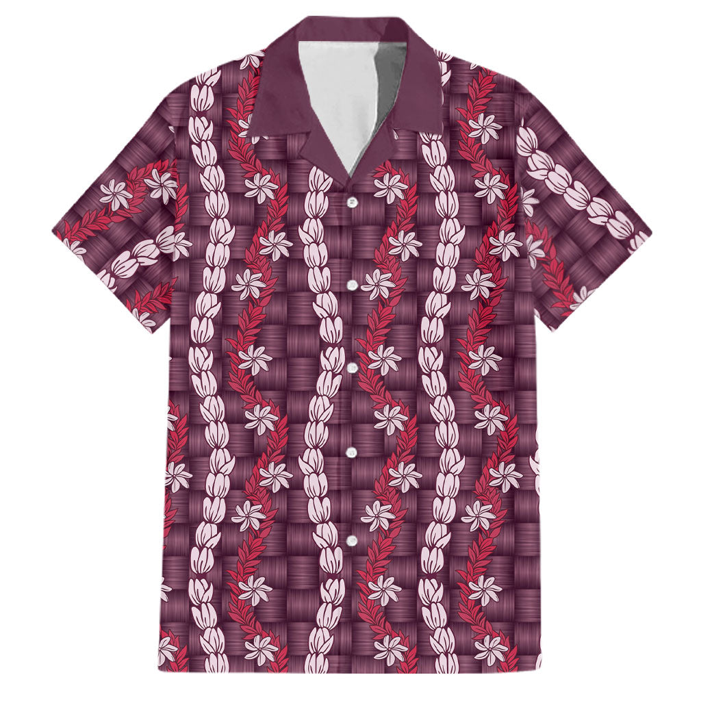 Pikake Maile Tiare Lei Family Matching Summer Maxi Dress and Hawaiian Shirt Akala Lauhala Pattern