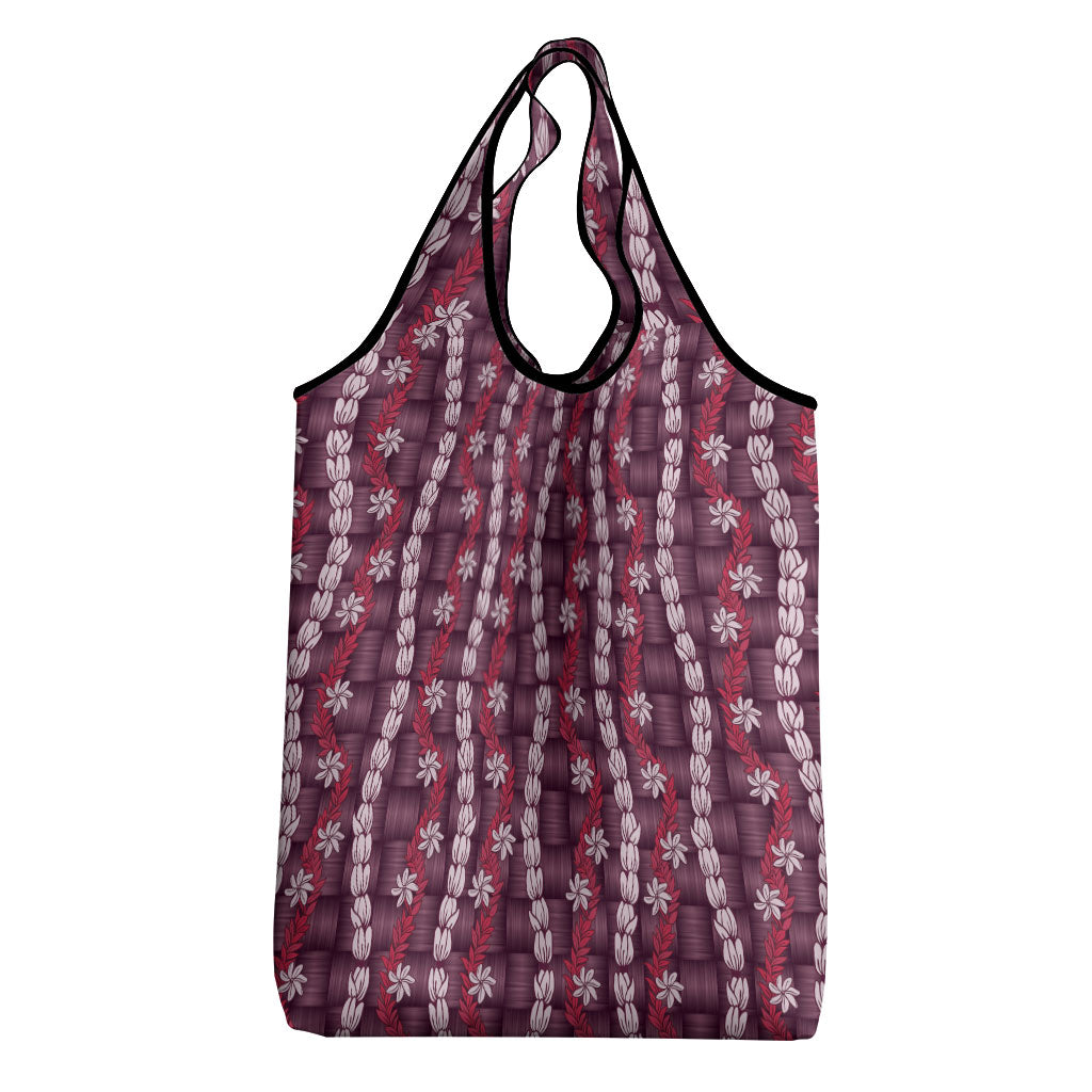 Pikake Maile Tiare Lei Grocery Bag Akala Lauhala Pattern