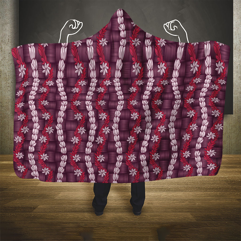 Pikake Maile Tiare Lei Hooded Blanket Akala Lauhala Pattern