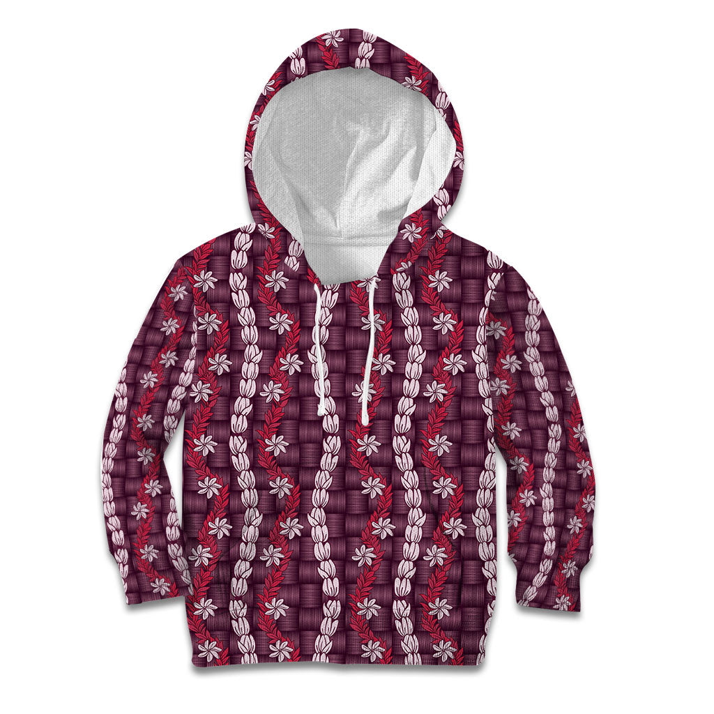 Pikake Maile Tiare Lei Kid Hoodie Akala Lauhala Pattern LT01 Hoodie Pink - Polynesian Pride