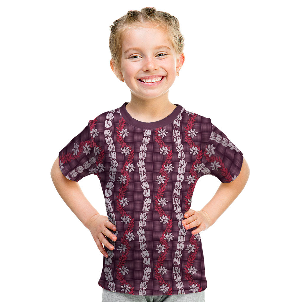 Pikake Maile Tiare Lei Kid T Shirt Akala Lauhala Pattern LT01 Pink - Polynesian Pride