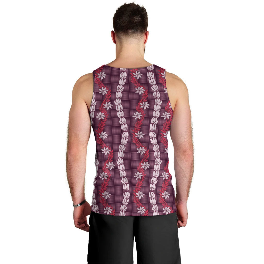 Pikake Maile Tiare Lei Men Tank Top Akala Lauhala Pattern