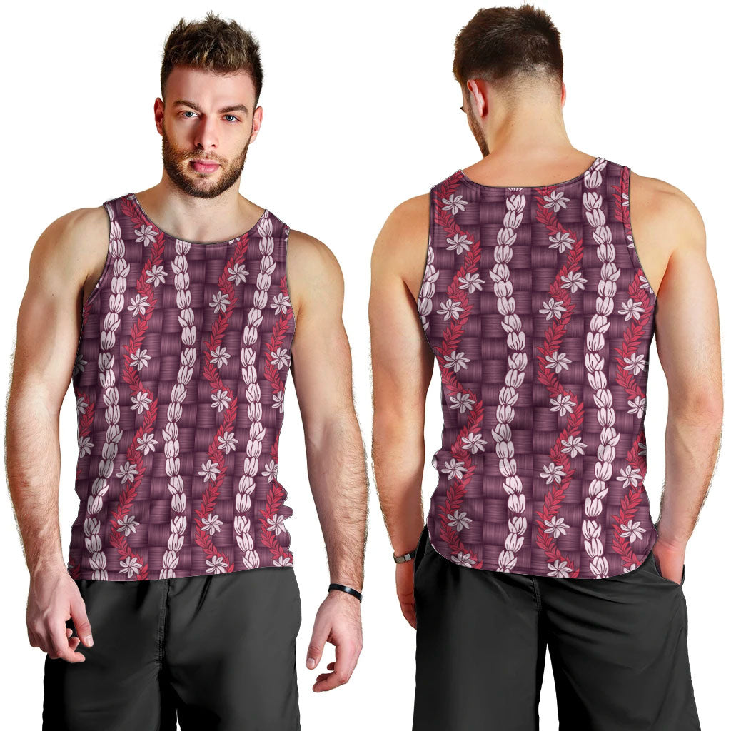 Pikake Maile Tiare Lei Men Tank Top Akala Lauhala Pattern