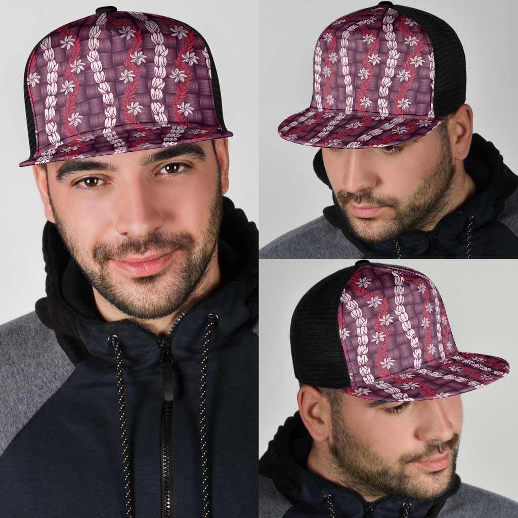 Pikake Maile Tiare Lei Mesh Trucker Cap Akala Lauhala Pattern