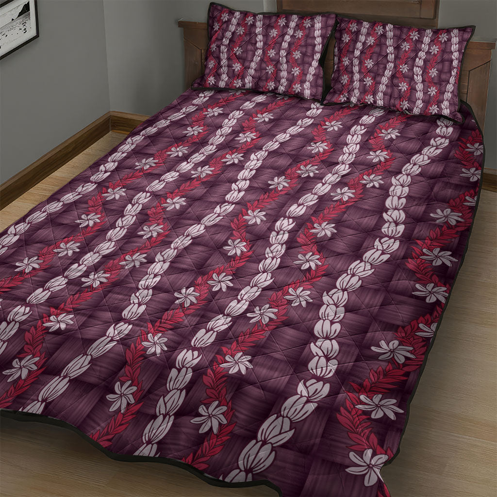 Pikake Maile Tiare Lei Quilt Bed Set Akala Lauhala Pattern