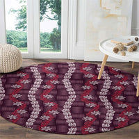 Pikake Maile Tiare Lei Round Carpet Akala Lauhala Pattern