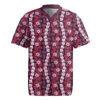 Pikake Maile Tiare Lei Rugby Jersey Akala Lauhala Pattern