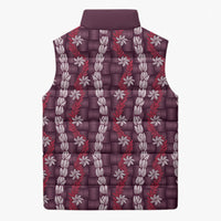 Pikake Maile Tiare Lei Sleeveless Puffer Jacket Akala Lauhala Pattern