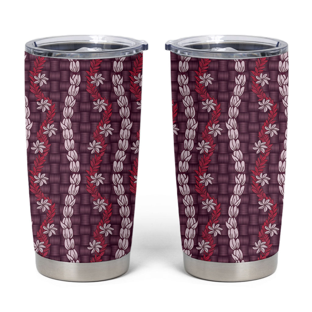 Pikake Maile Tiare Lei Tumbler Cup Akala Lauhala Pattern