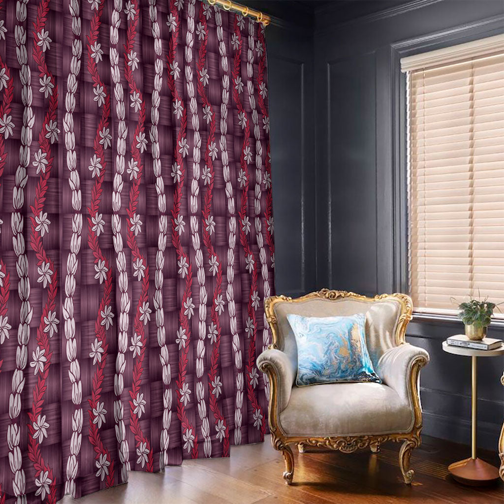 Pikake Maile Tiare Lei Window Curtain Akala Lauhala Pattern