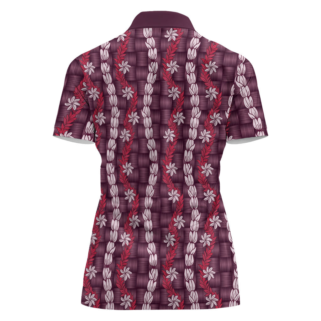 Pikake Maile Tiare Lei Women Polo Shirt Akala Lauhala Pattern