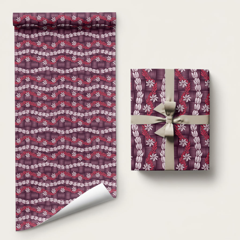 Pikake Maile Tiare Lei Wrapping Paper Akala Lauhala Pattern