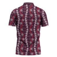 Pikake Maile Tiare Lei Zipper Polo Shirt Akala Lauhala Pattern