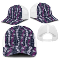Pikake Maile Tiare Lei Baseball Net Cap Poni Lauhala Pattern