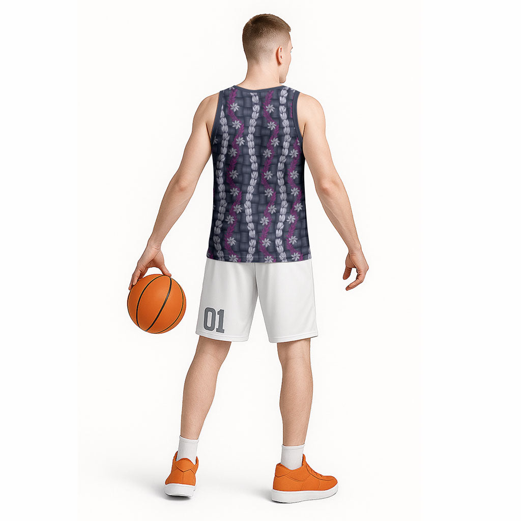 Pikake Maile Tiare Lei Basketball Jersey Poni Lauhala Pattern