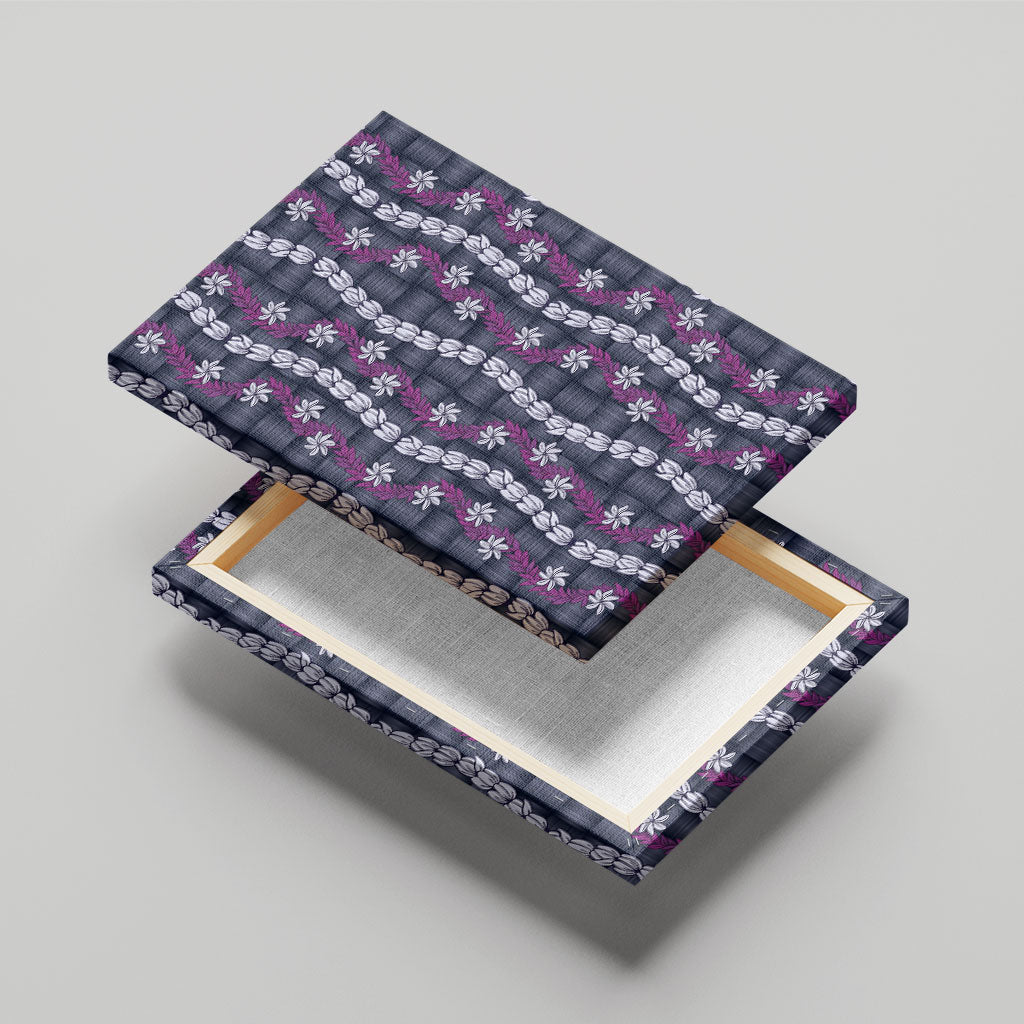 Pikake Maile Tiare Lei Canvas Wall Art Poni Lauhala Pattern