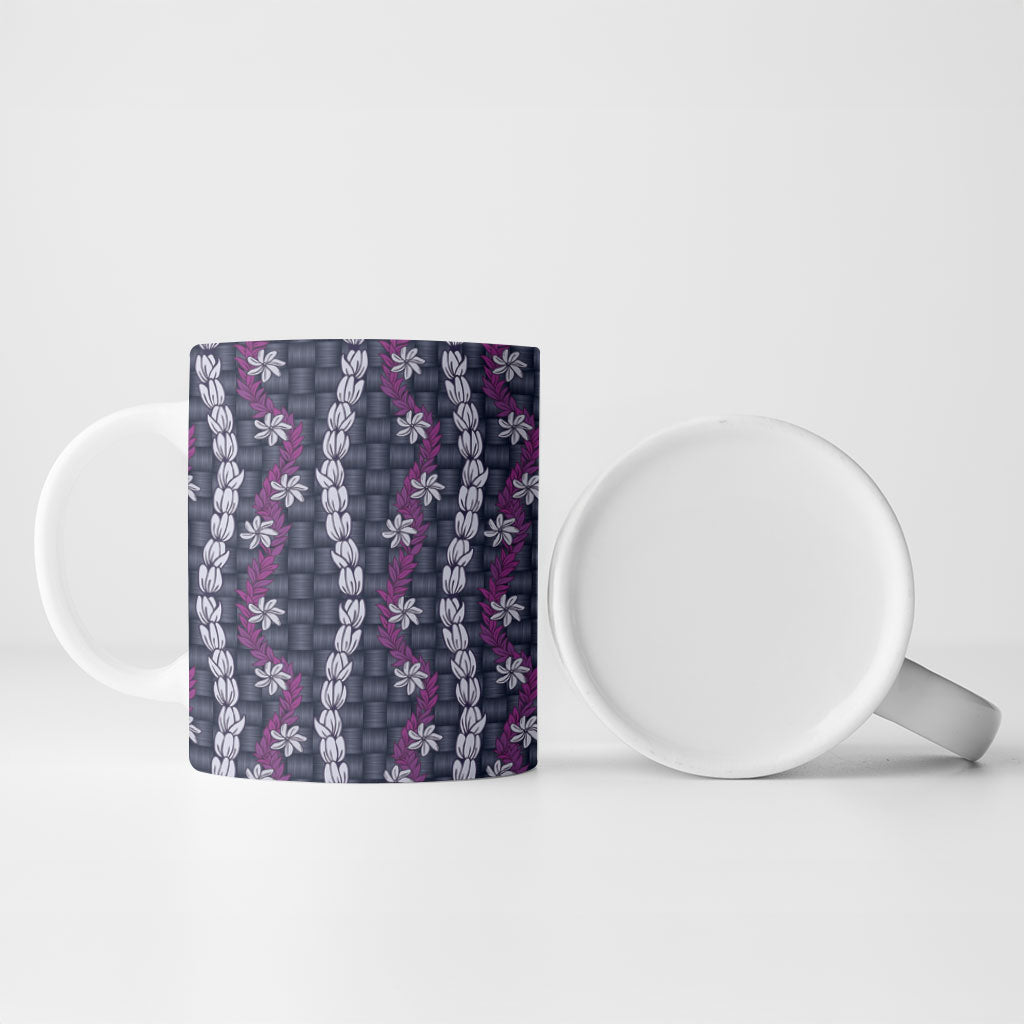 Pikake Maile Tiare Lei Ceramic Mug Poni Lauhala Pattern