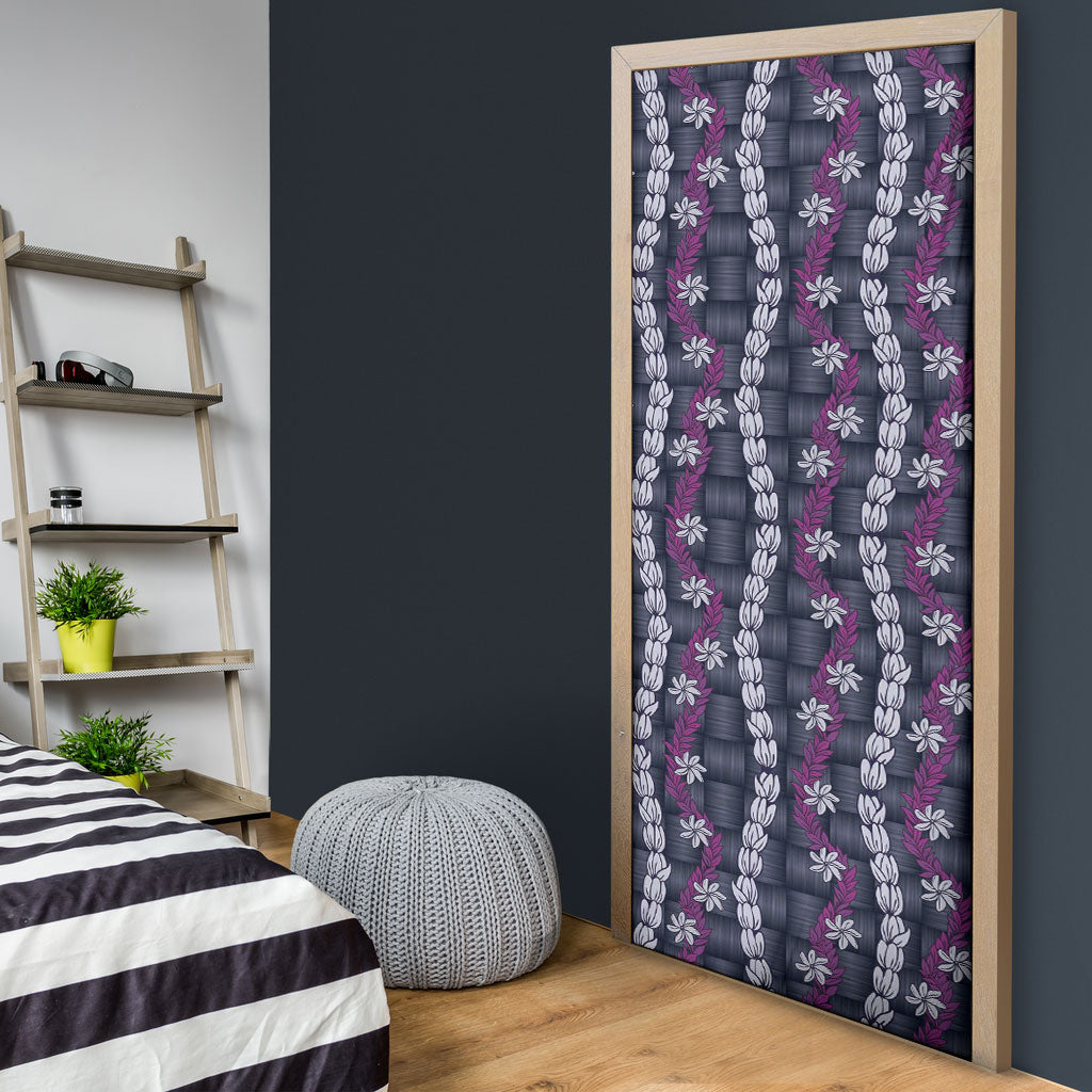 Pikake Maile Tiare Lei Door Cover Poni Lauhala Pattern