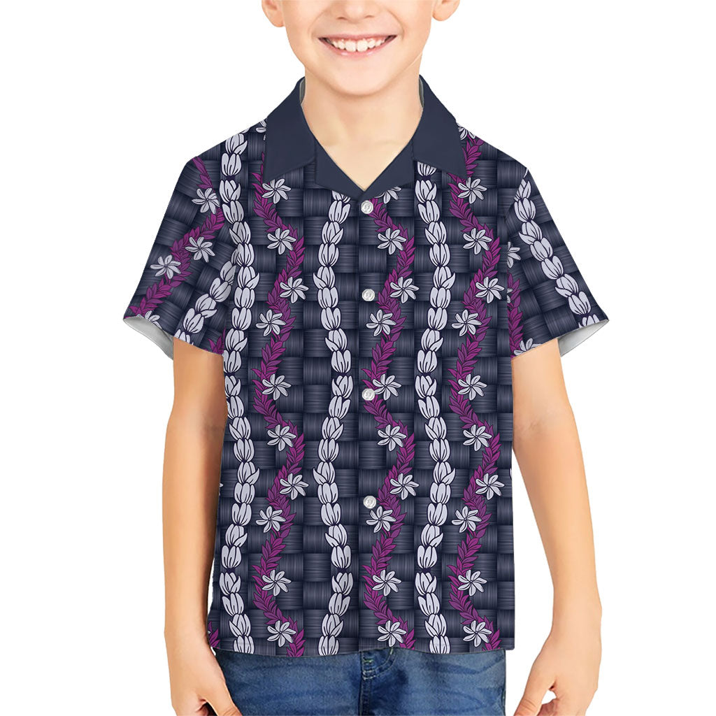 Pikake Maile Tiare Lei Kid Hawaiian Shirt Poni Lauhala Pattern